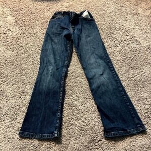 Wrangler Boys 12 Husky Bootcut Jeans Adjustable Waist Dark Wash Stretch Denim